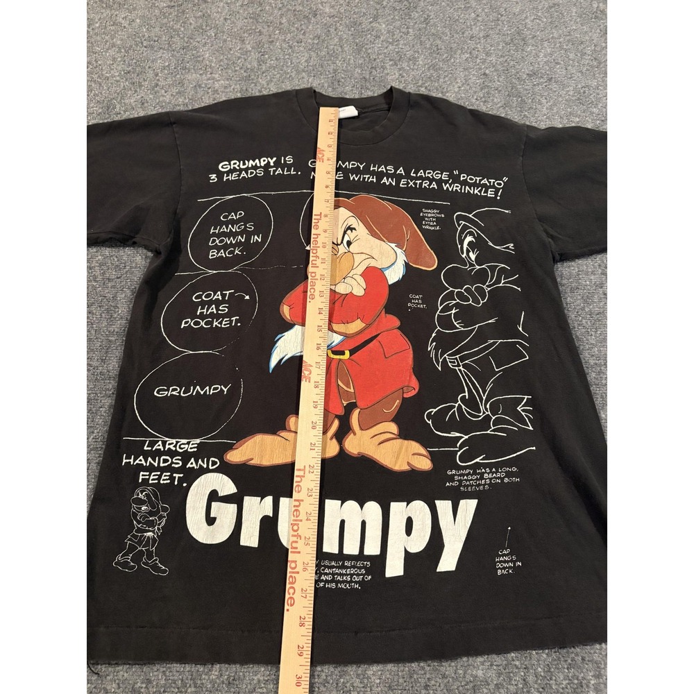 Vintage Disney Grumpy Shirt Mens XL Black Snow White Dwarf Cartoon Movie 90s - Picture 7 of 10